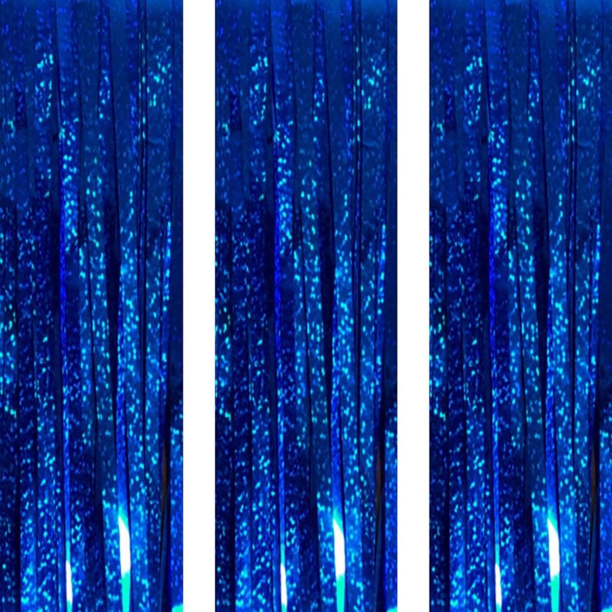 Cosensi - Metallic Folie Franje Shimmer Streamers 3ft*8ft - Laser Blauw, 3-Pack