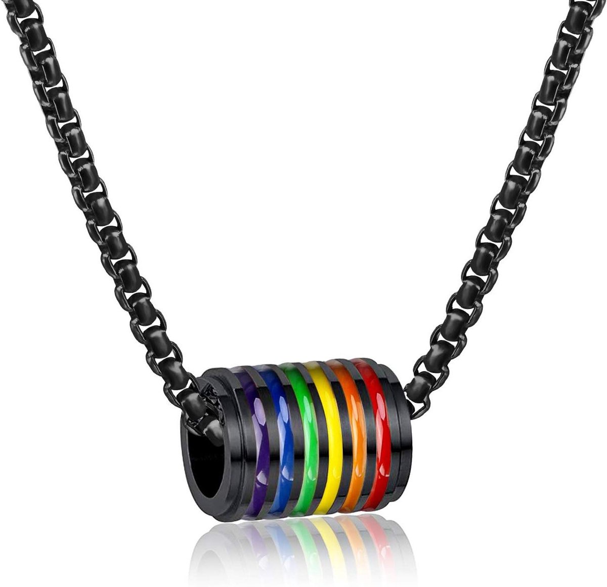 Cosensi - Regenboogketting met rvs hanger voor Gay Pride, inclusief cadeauzakje.