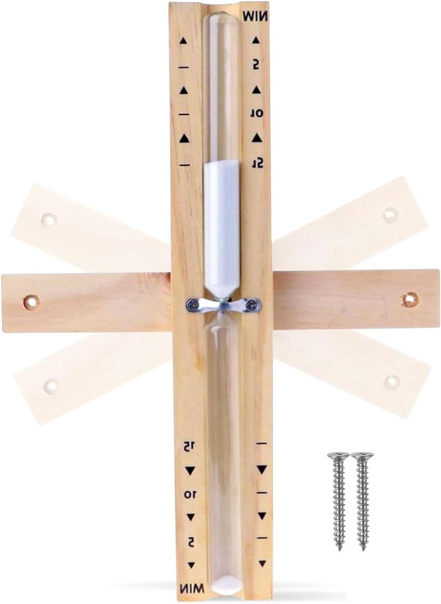 Cosensi - Saunaklok van hout voor wandmontage - 15 minuten zandloper - inclusief accessoires