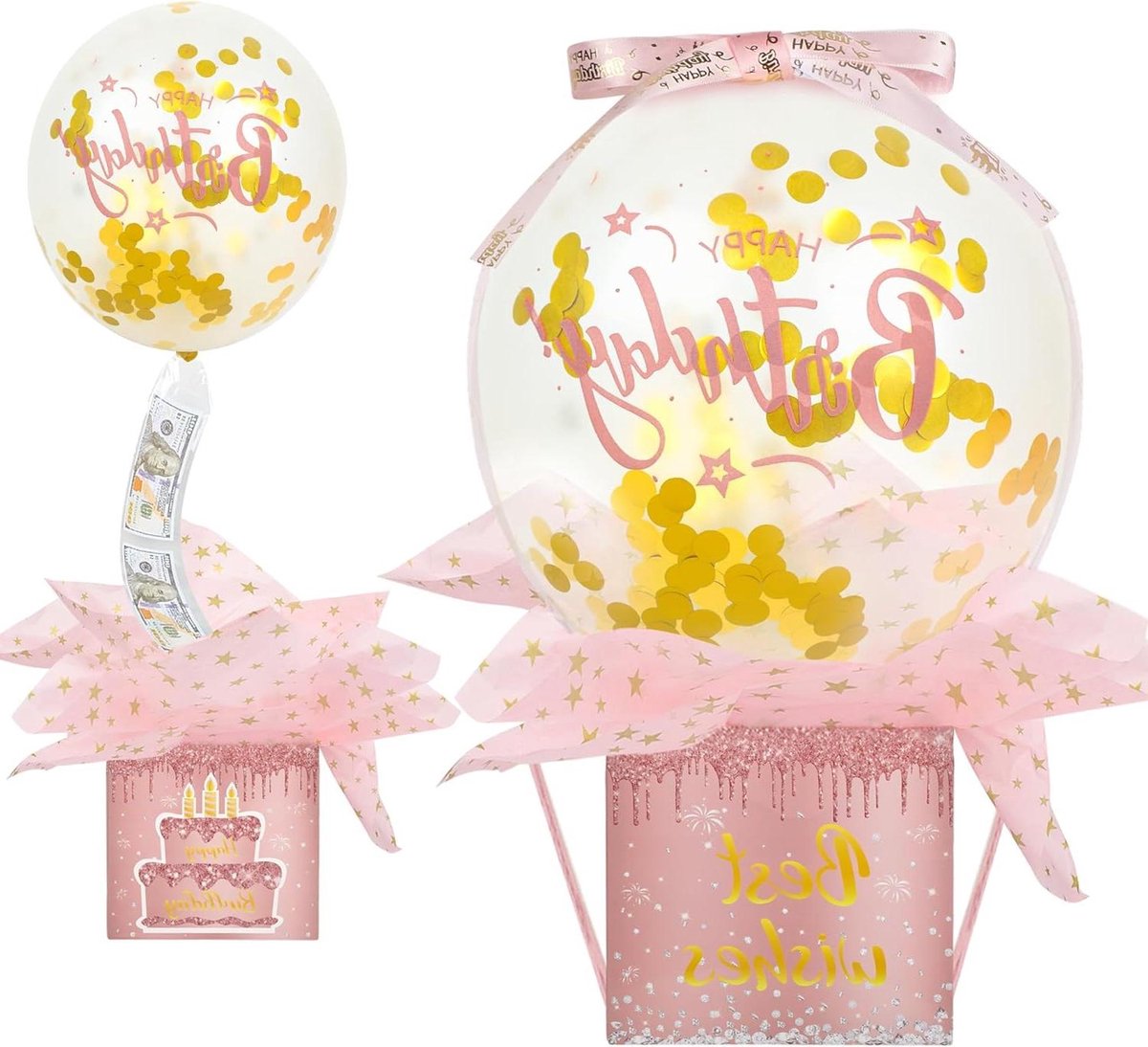 Cosensi - Verrassingsdoos met ballonnen voor verjaardag - Feestelijke verrassingsdoos