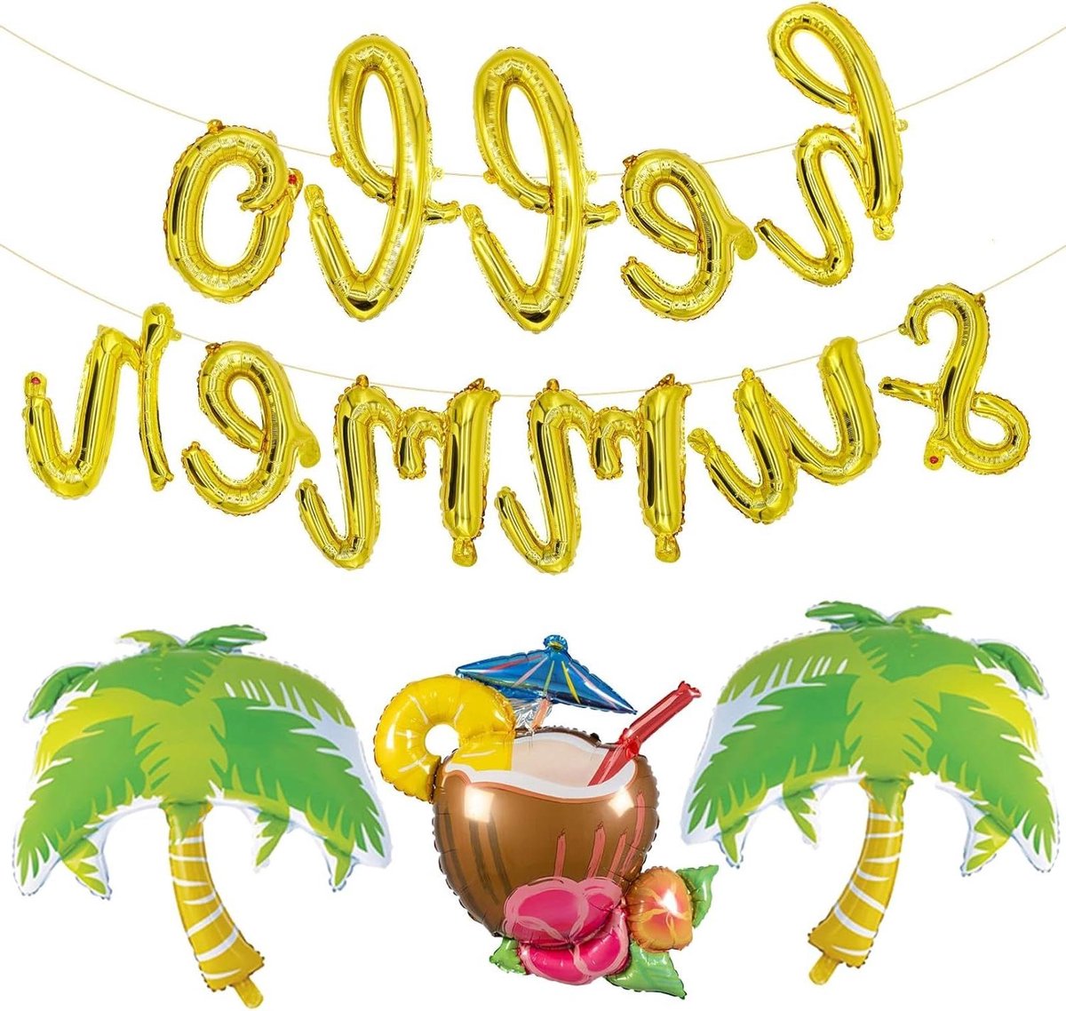 Cosensi - Zomer ballonnen set met palmbomen voor zomerfeest en verjaardag deco