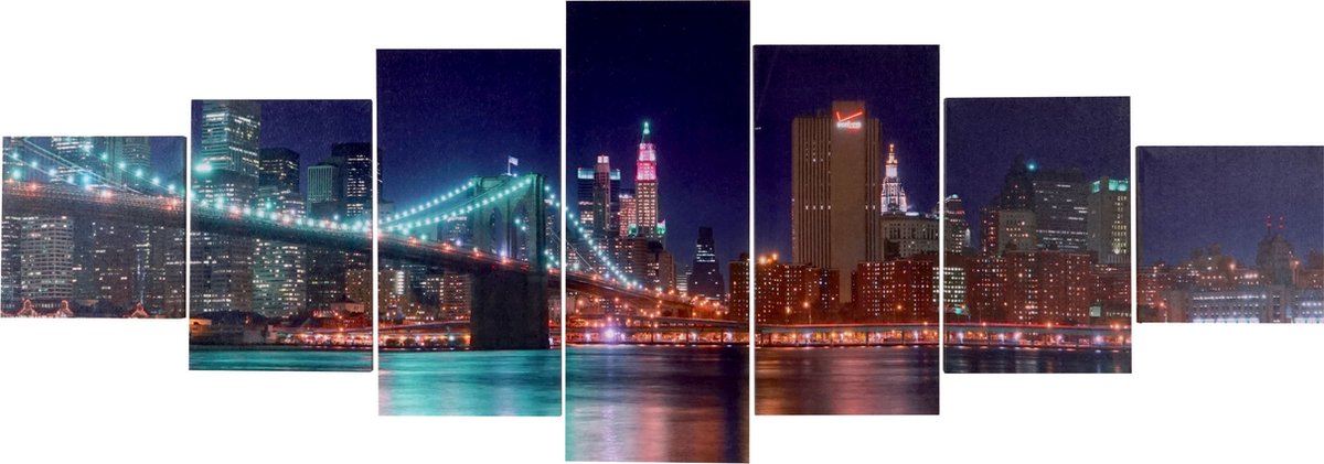 Cosmo Casa Canvas Schilderij - Wandafbeelding - Spanraam - Foto Kunstafdruk - 7 stuks - 140x50cm - New York