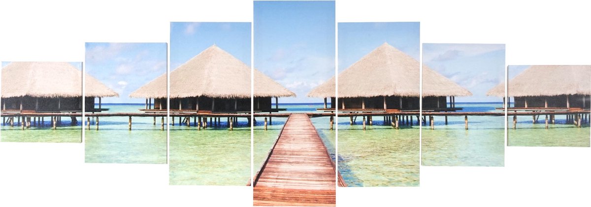 Cosmo Casa Canvas Schilderij - Wandafbeelding - Spanraam - Foto Kunstafdruk - 7 stuks - 140x50cm - Strand