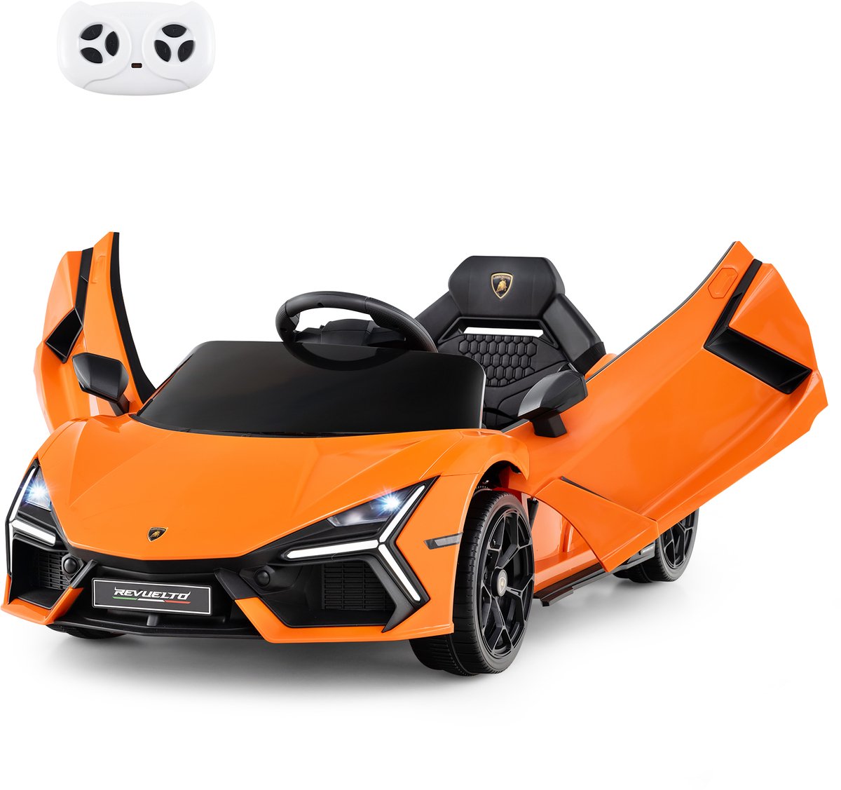 COSTWAY Lamborghini Revuelto Elektrische auto voor kinderen, 12 V, elektrische kinderauto met led-koplamp, claxon en muziek, 3-5 km/u, elektrisch voertuig voor kinderen vanaf 3 jaar, incl