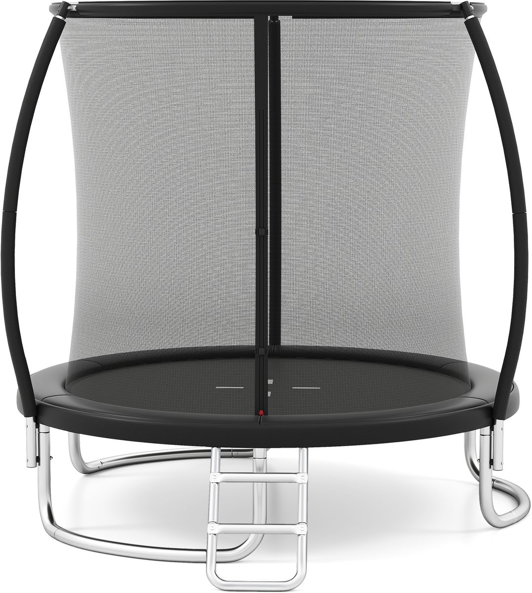 COSTWAY Ø 244 cm trampoline met ladder, tuintrampoline rond met veiligheidsnet, randafdekking en metalen frame, kindertrampoline, complete set voor kinderen en volwassenen