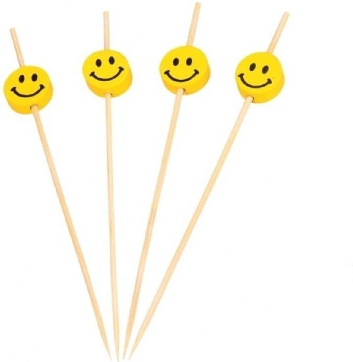 300x stuks Smileys/Emoticons thema cocktailprikkers 12 cm - Kinder traktaties - kaasprikkers/hapjesprikkertjes