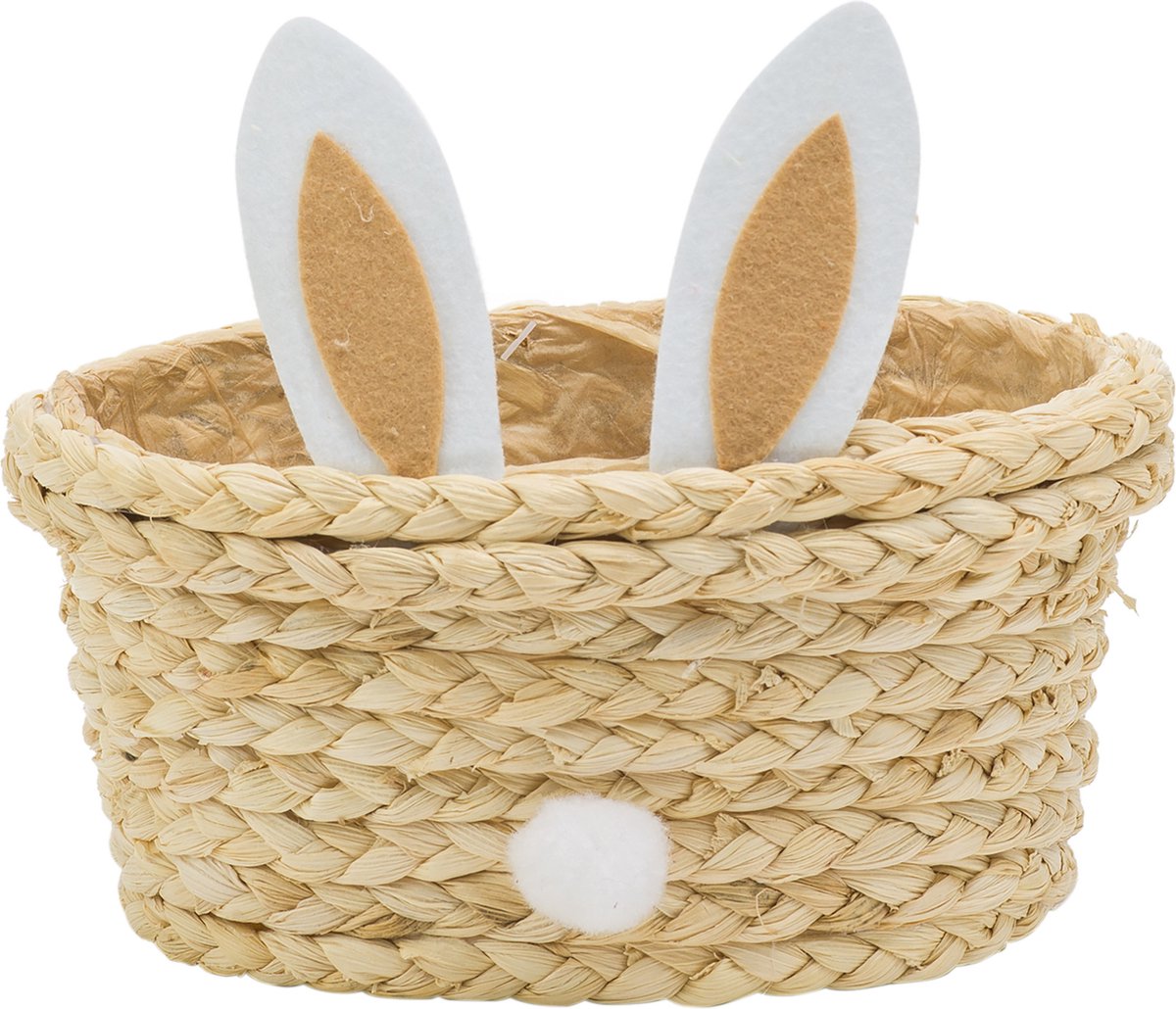 Beige paasmandje met rabbit ears 17 cm - Paasdecoratie - Paasmandje - Pasen - Paaseieren mandje