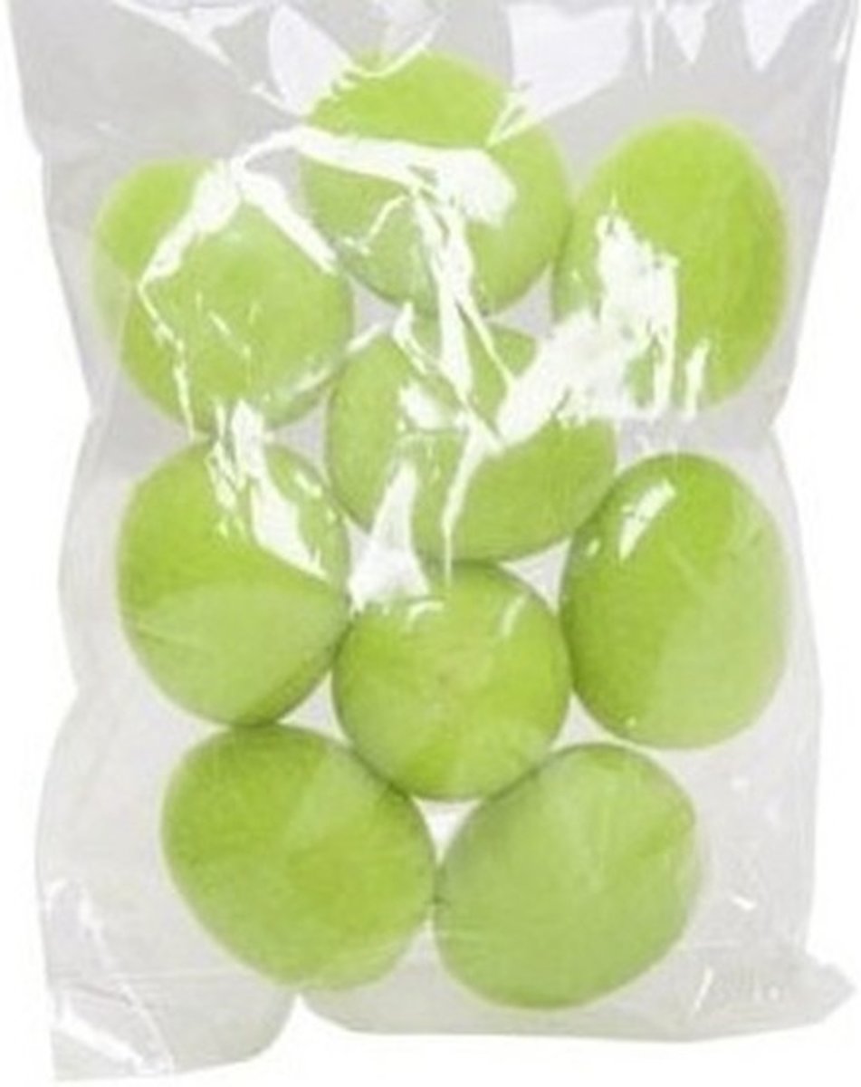 Decoratie paaseieren groen 3 cm met stof 9 stuks - Pasen/paasdecoratie