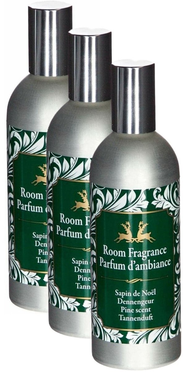 Huis parfum - 3x - dennengeur - spray - 100 ml - huisgeur - dennenboom geuren - huisparfums - huisgeur