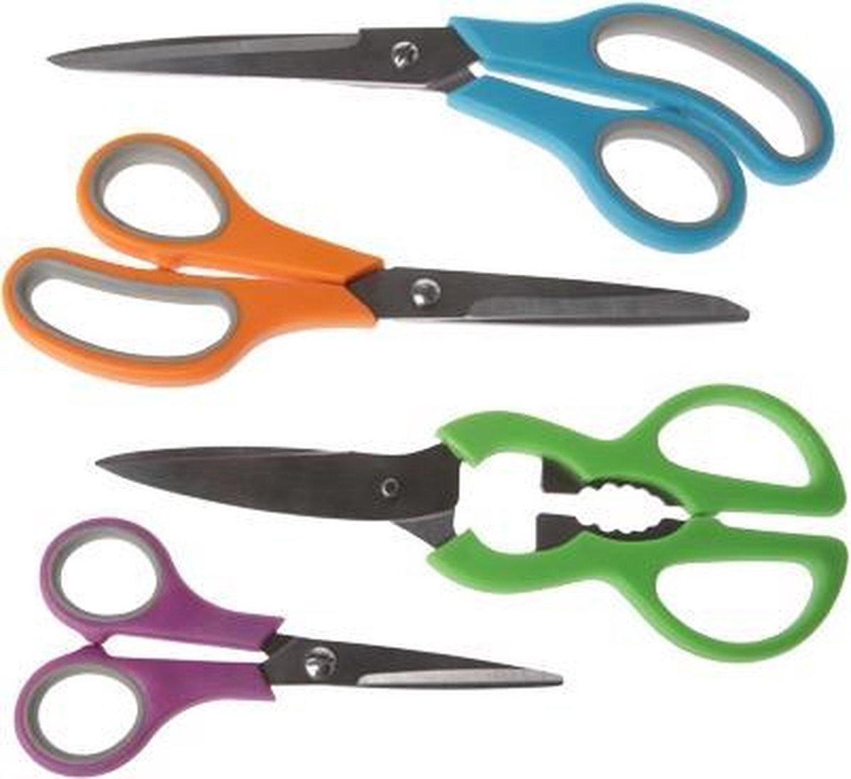 SCISSORS SET 4 ASSORTED 29X20XH2CMPUPRLE/GREEN/ORANGE/BLUE
