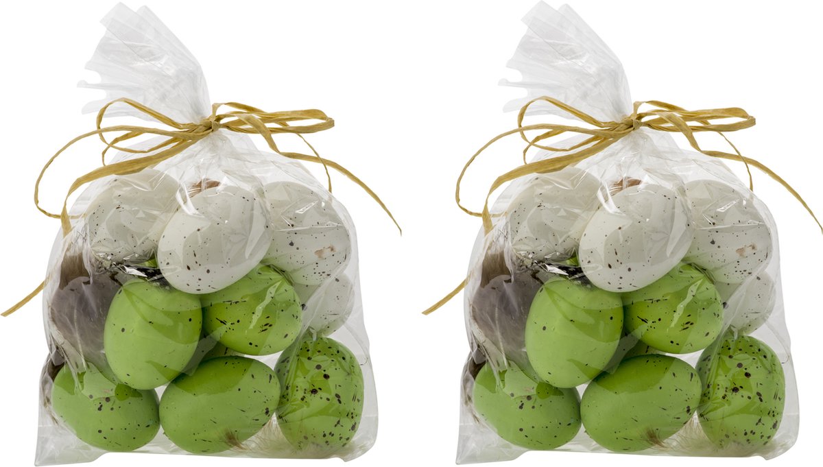 Set van 24x groene paaseitjes van kunststof 5 cm - Paaseitjes voor Paastakken  - Paasversiering/decoratie Pasen