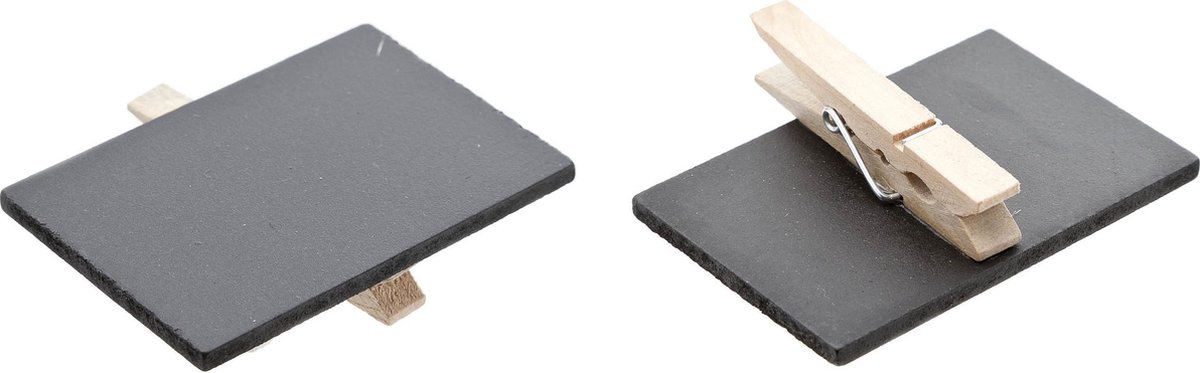 Set van 6x stuks memo krijtbordjes op houten knijper 6 x 4 cm - Bruiloft/huwelijk/diner plaatsnaamhouders/kaarthouders