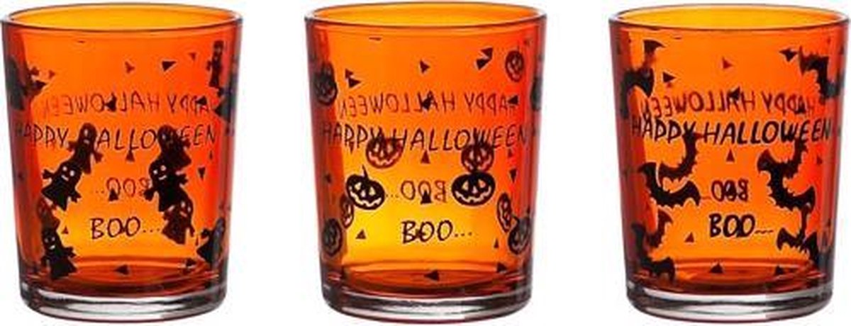 Theelicht glas set van 3 - Halloween