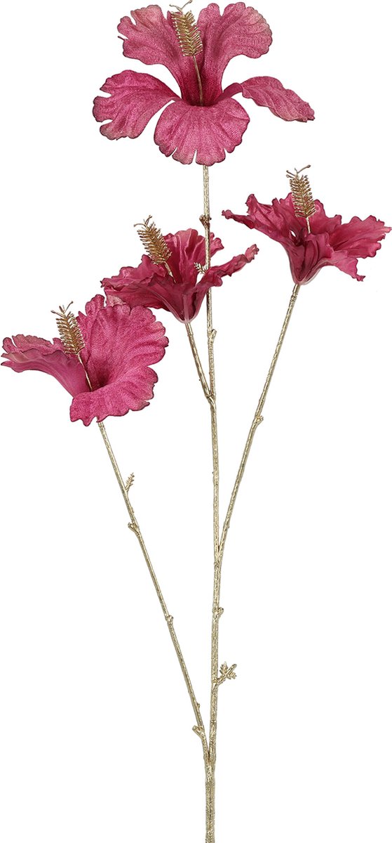  Kunstbloem Hibiscus M d.rose/goud