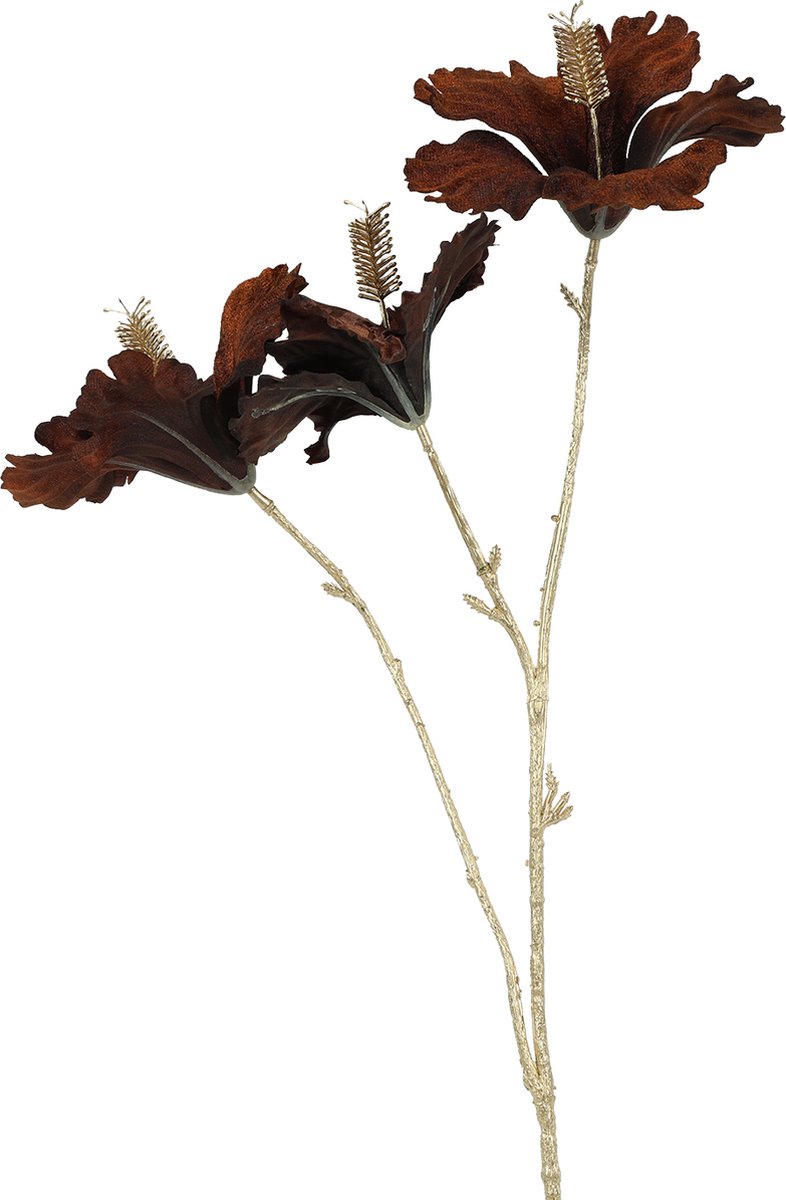 Countryfield Kunstbloem Hibiscus S bruin/goud