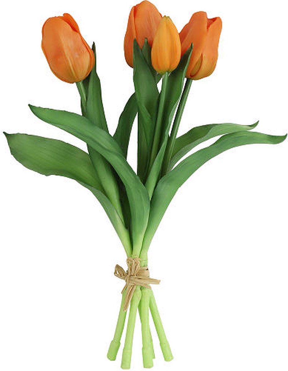 Countryfield Kunstbloem Tulipa boeket oranje 28cm.