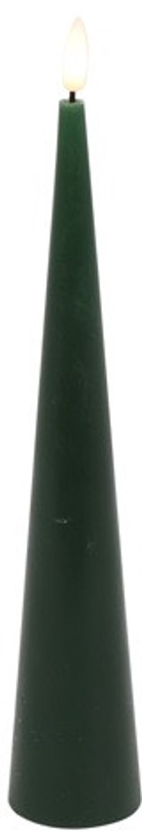 Countryfield LED Kegelkaars rustiek 5x5x29cm - d.groen.