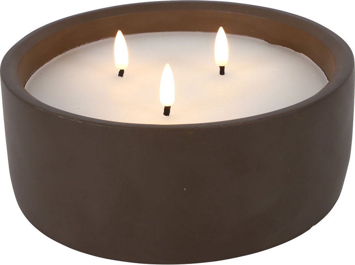 Countryfield LED kaars decoratie in pot bruin 20x9cm sfeerlicht.