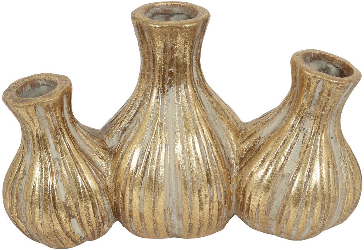 Countryfield Vaas Fabio Bulb geschakeld 3 aardew L26,5B13H17CM goud