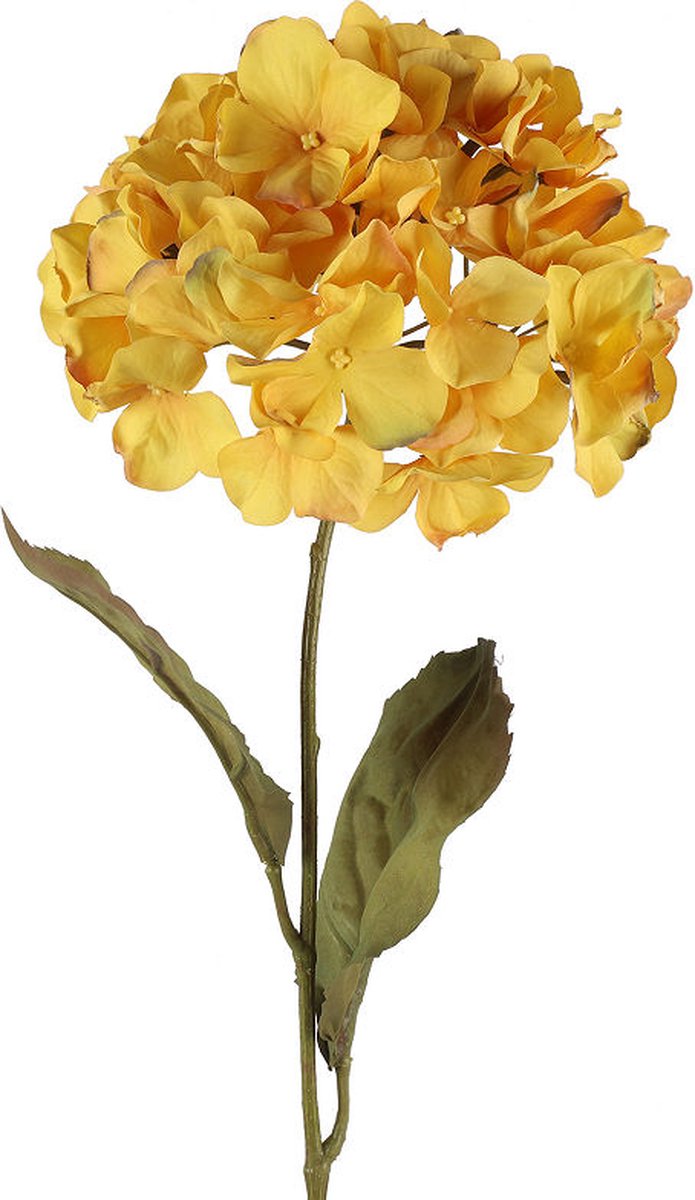 Countryfield kunstbloem Hydrangea geel decoratiebloem 73cm.