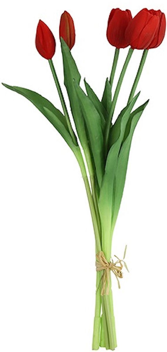   kunstbloem tulpen boeket donkerrood 41cm decoratie.