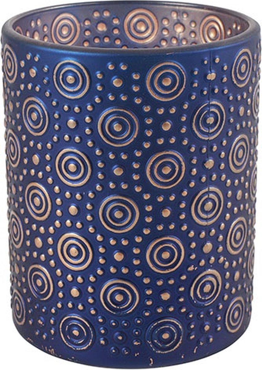 Theelichth ro Hailey L blauw/zilver