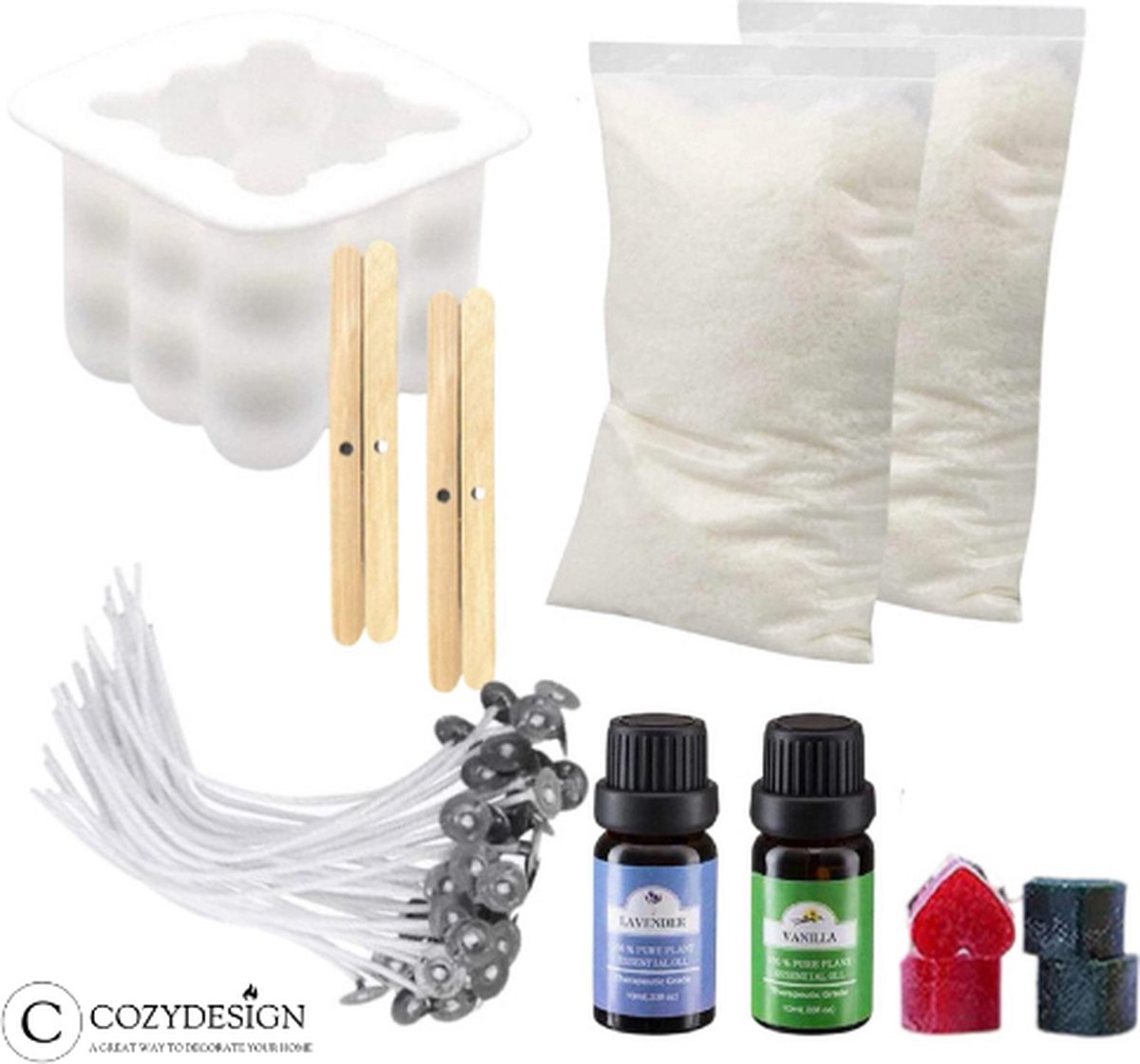 Kaarsen maken set - XL Set - Zelf kaarsen maken - Hobby en creatief - Incl. Bubbel kaars mal