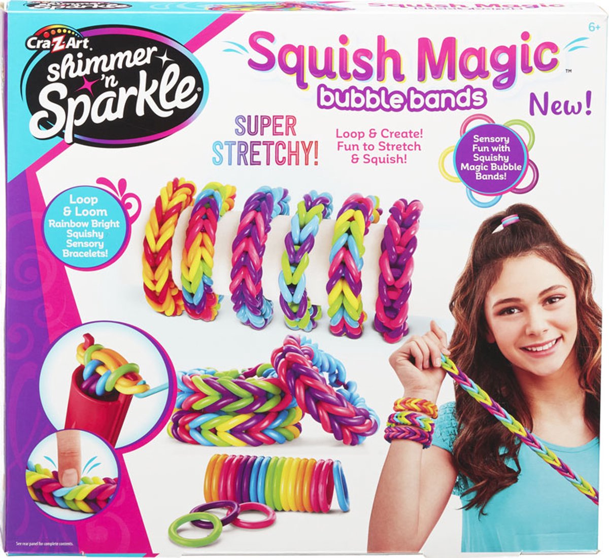 SHIMMER N SPARKLE SQUISH MAGIC BUBBLE BANDS.