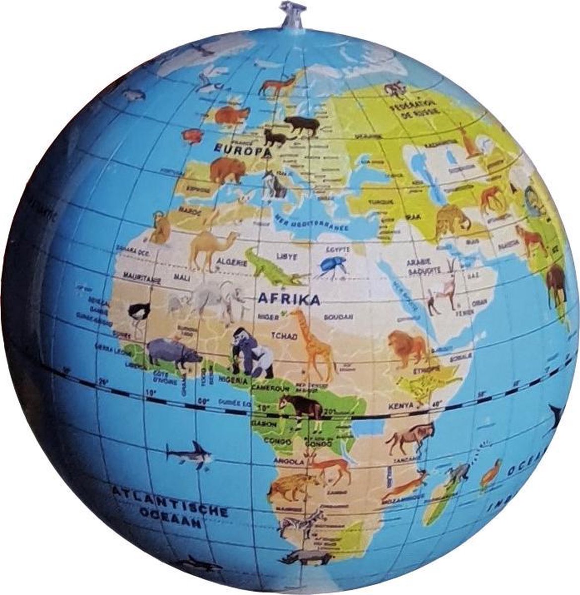 Stick N Quiz 42 opblaasbare wereld bal + Spel dieren & quiz