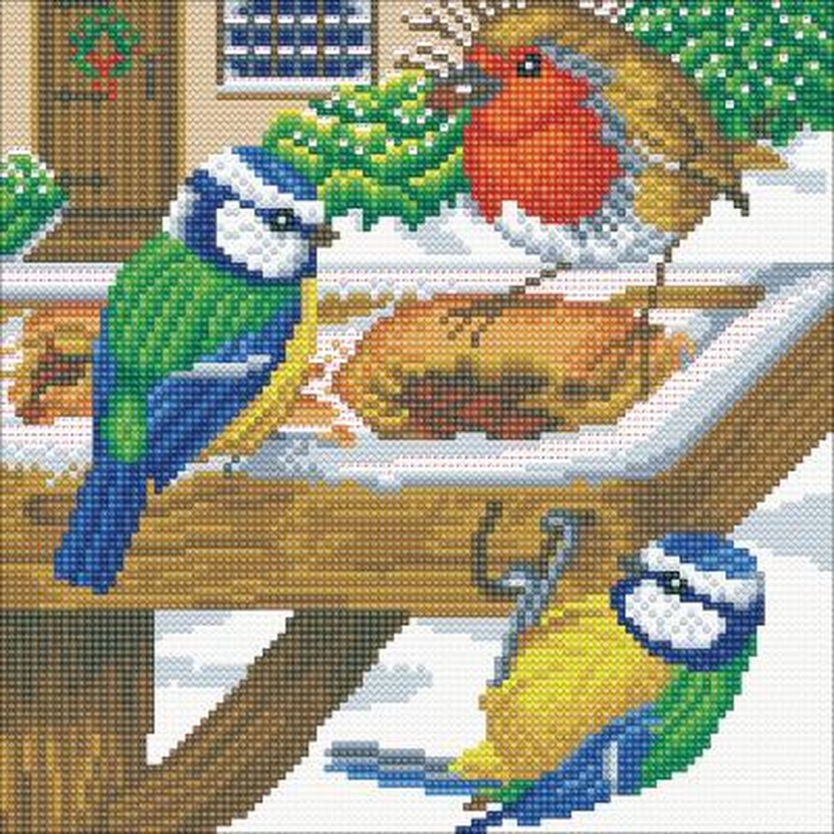 Diamond Painting Crystal Art Kit ®Hungry Birds, 30 x30 cm, Partial Painting
