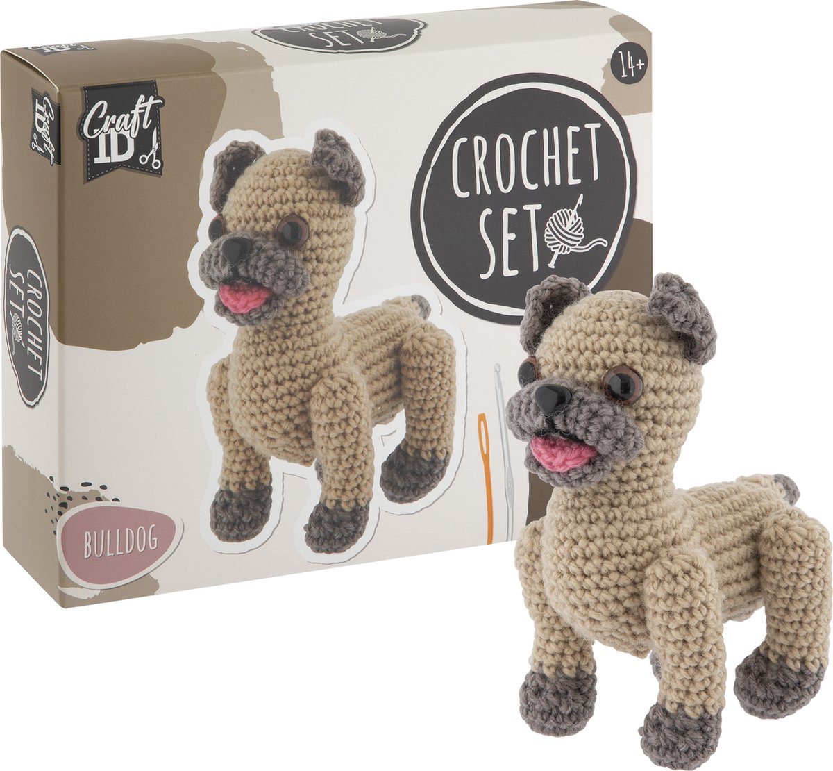 Craft ID Bulldog Alles-in-1 Haakset - Creatief Haakpakket voor Knuffels - Geschikt voor 14 jaar en ouder - DIY Haakproject