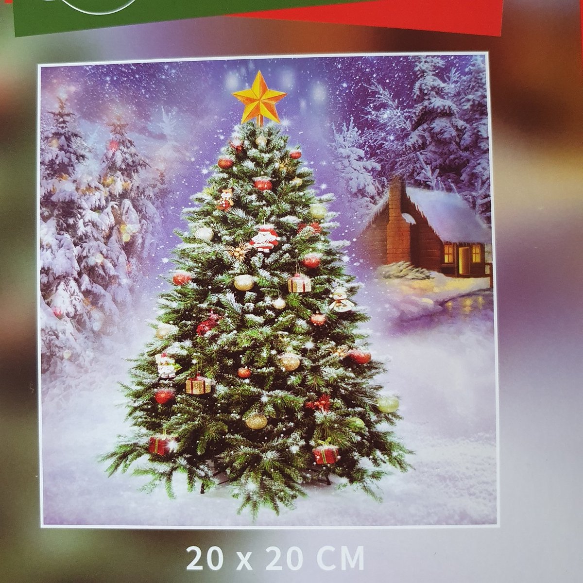 Diamond painting 20 x 20 cm, Kerstboom, knutselen, hobby