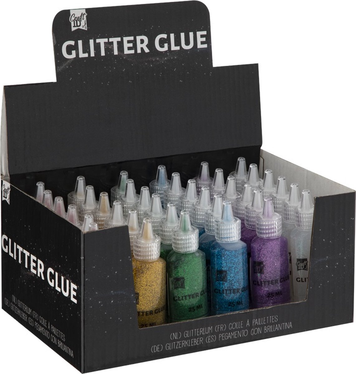 Glitterlijm Mega Pack 36-delig - 6x6 Kleuren á 25ML