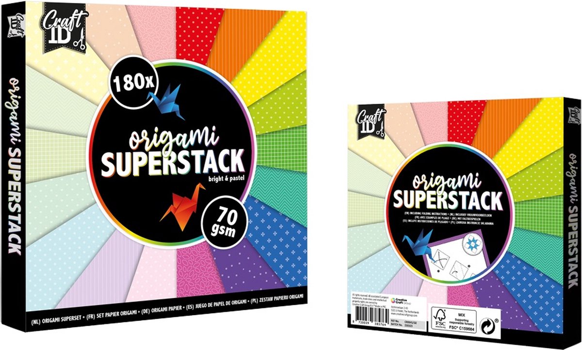 XXL Origami Superpack 15x15cm - 180 Vellen - Origami voor Kinderen - Origami voor Volwassenen