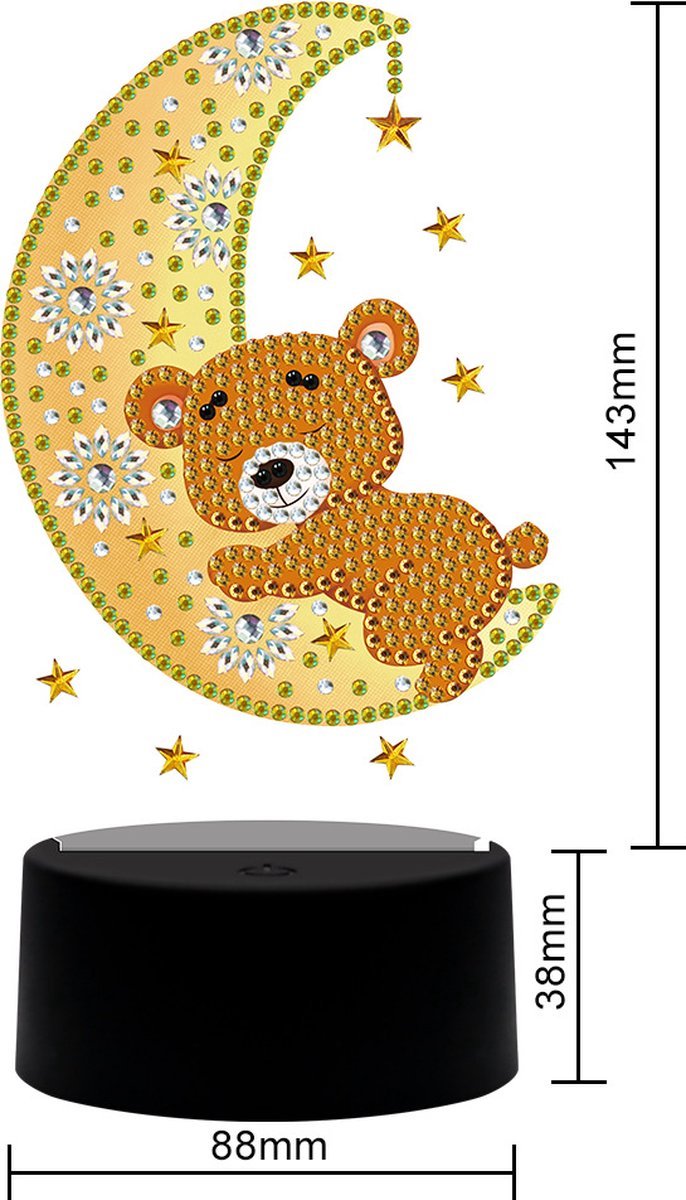 Diamond Painting lichtje - led licht decor - Nachtlampje - Teddy beer knuffelt maan