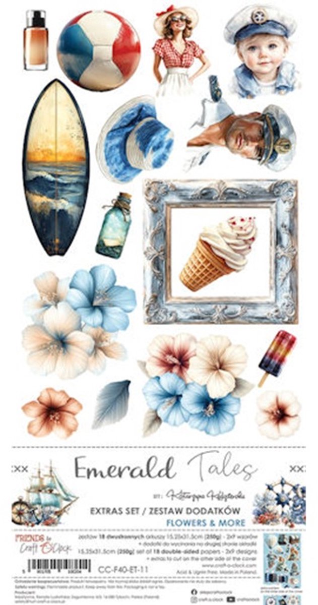 Craft O Clock Extras Set Flowers 15x30 cm Emerald Tales