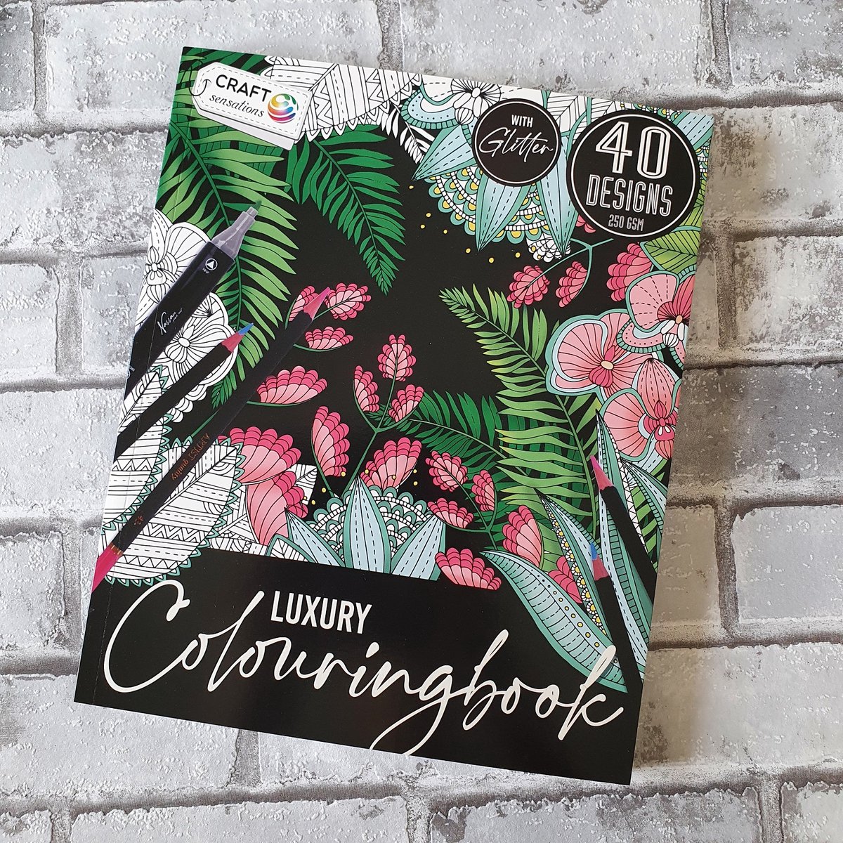 Kleurboek-volwassenen - met glitter - Luxury colouringbook - 40 designs - 250gsm