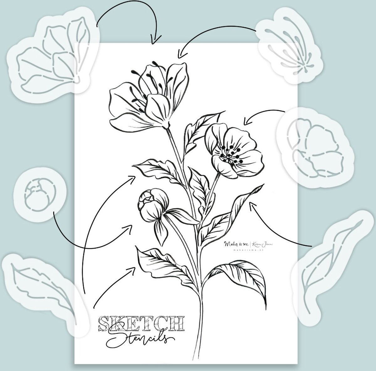 Karin Joan SKETCH Stencils Floral 2