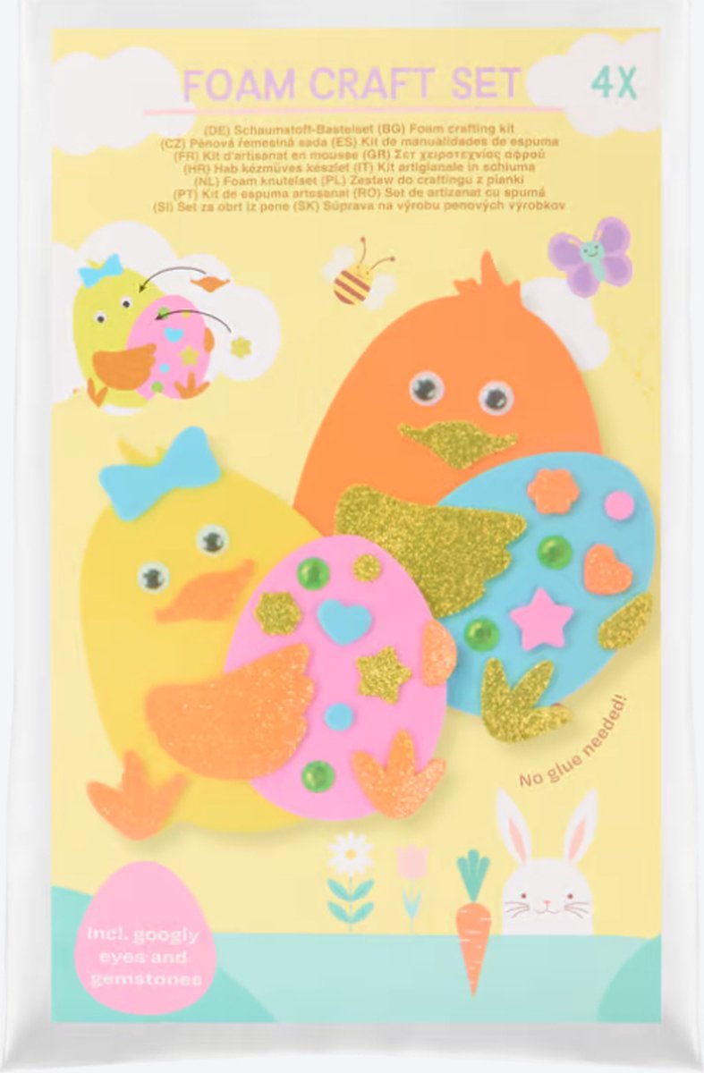 Maak voor Pasen je eigen vrolijke decoratie met deze uitgebreide knutselset met verschillende figuren GEEN LIJM NODIG