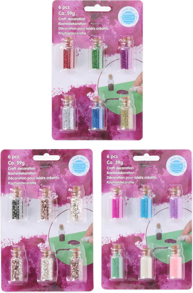 knutsel deco 6 stuks glitter, steentjes craft