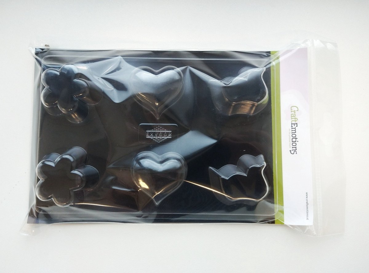 CraftEmotions - Gietmal - Kaarsen Maken - Drijfkaars Combi Rozet/Hart/Eend - 20x50mm