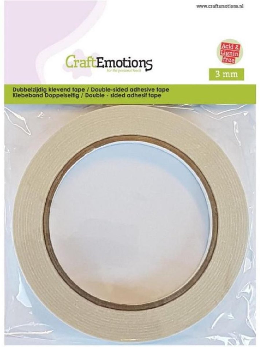 CraftEmotions Dubbelzijdig klevend tape 3 mm 20 MT 1 RL 3.3193