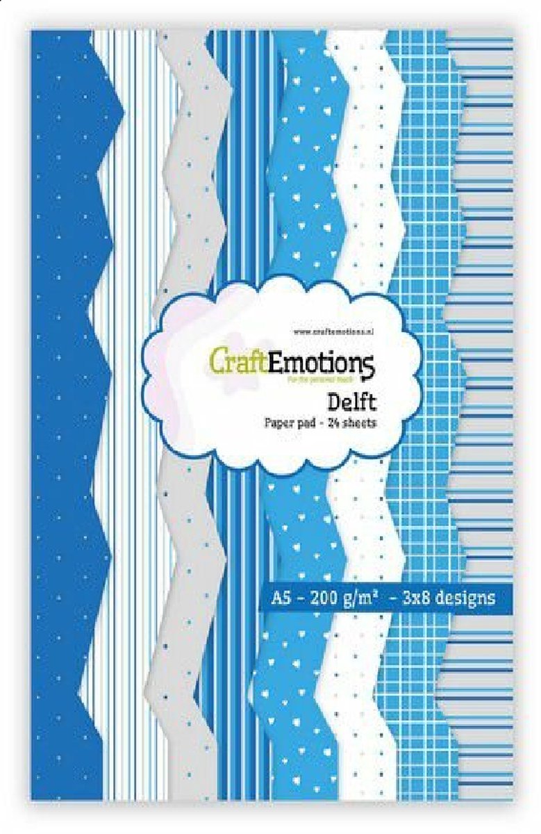 CraftEmotions Paper pad Delft - blauw 24 vl A5 14,8x21CM (02-23)