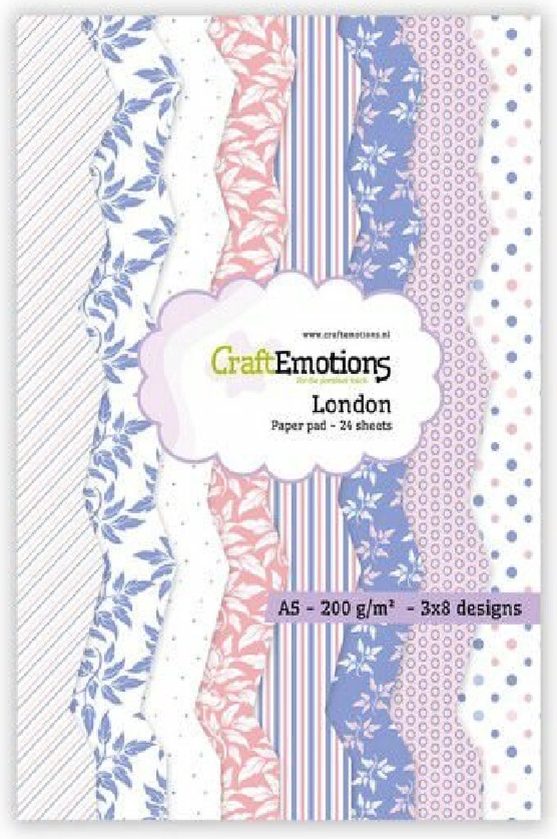 CraftEmotions Paper pad London - pastel 24 vl A5 14,8x21CM (02-23)