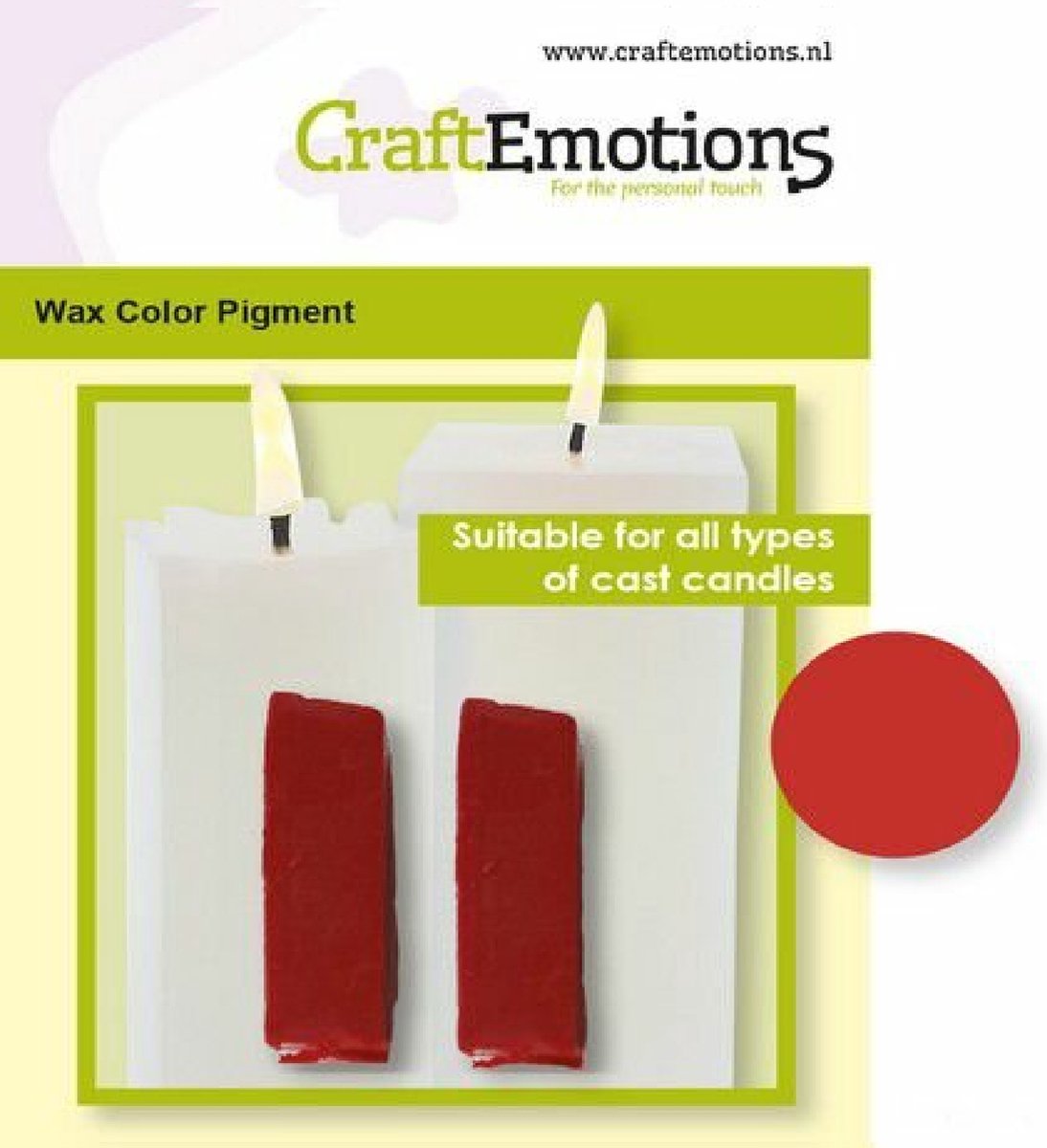 CraftEmotions Waskleurpigment rood 2 sticks 30 x 10 x 10mm = +/- 5 gr
