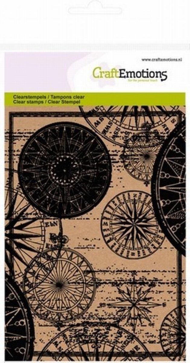 CraftEmotions stempel A6 - achtergrond Kompas