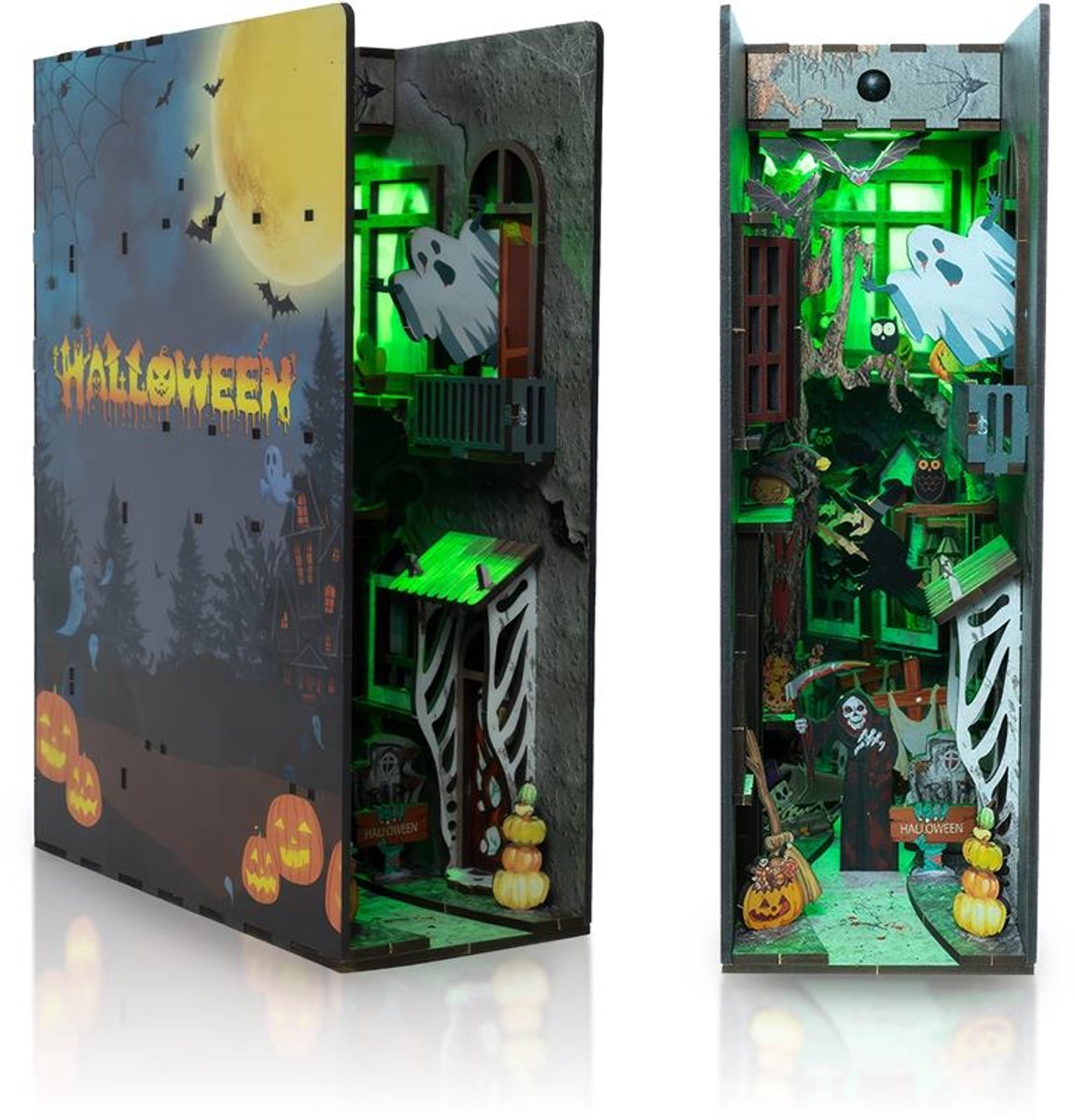 Crafts&Co Book Nook Miniatuur Bouwpakket - DIY Bouwpakketten Volwassenen - 3D Puzzel Hout Halloween