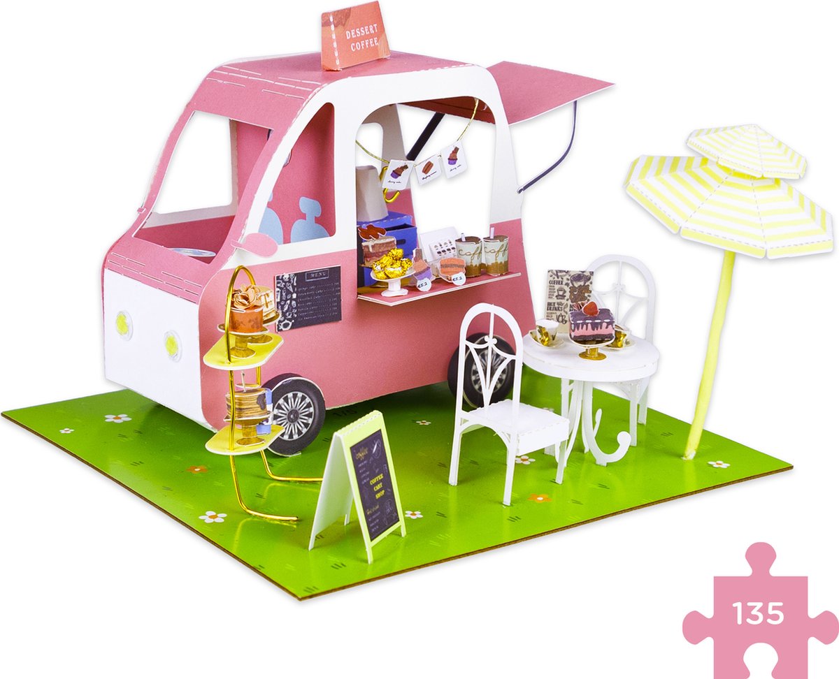 Knutselpakket Papier S Dessert Shop - 3D Puzzel - Knutselen Meisjes / Volwassenen - Miniatuur Bouwpakket - 135 pcs - Hobby - DIY - Crafts&Co