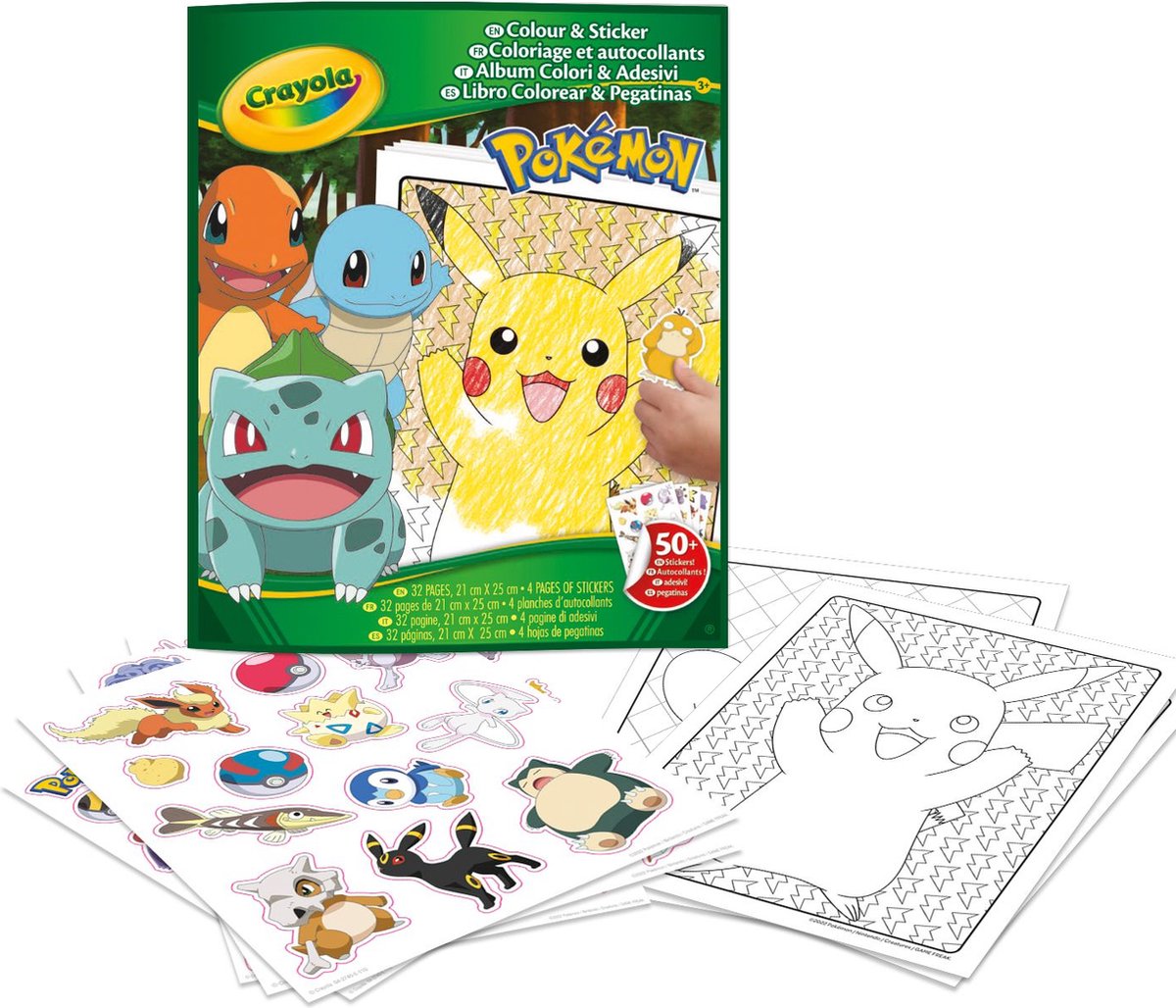 Crayola - Kleurboek - Pokemon Kleurboek met Stickers voor Kinderen