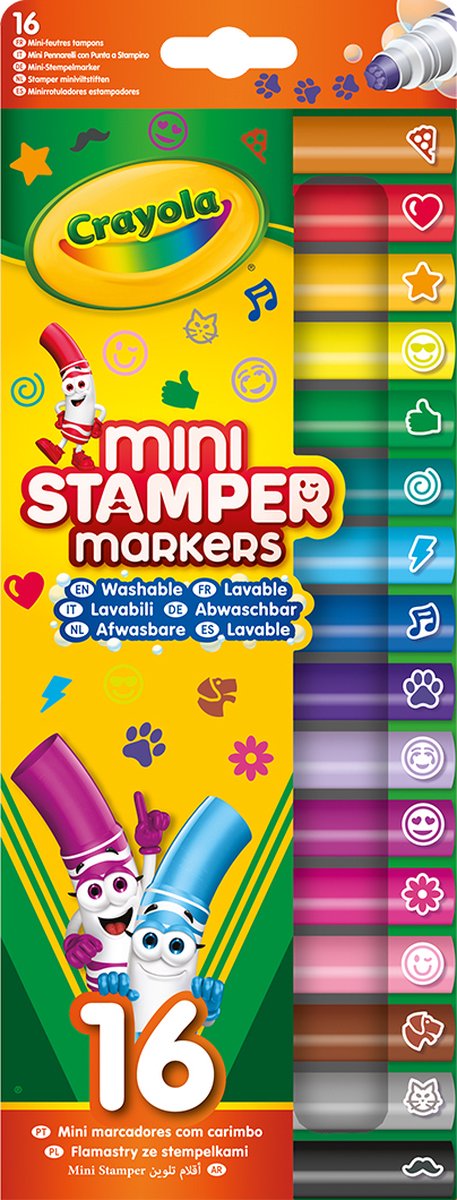 Crayola - Pip Squeaks - Viltstiften - 16 Afwasbare Viltstiften met Stempelpunt